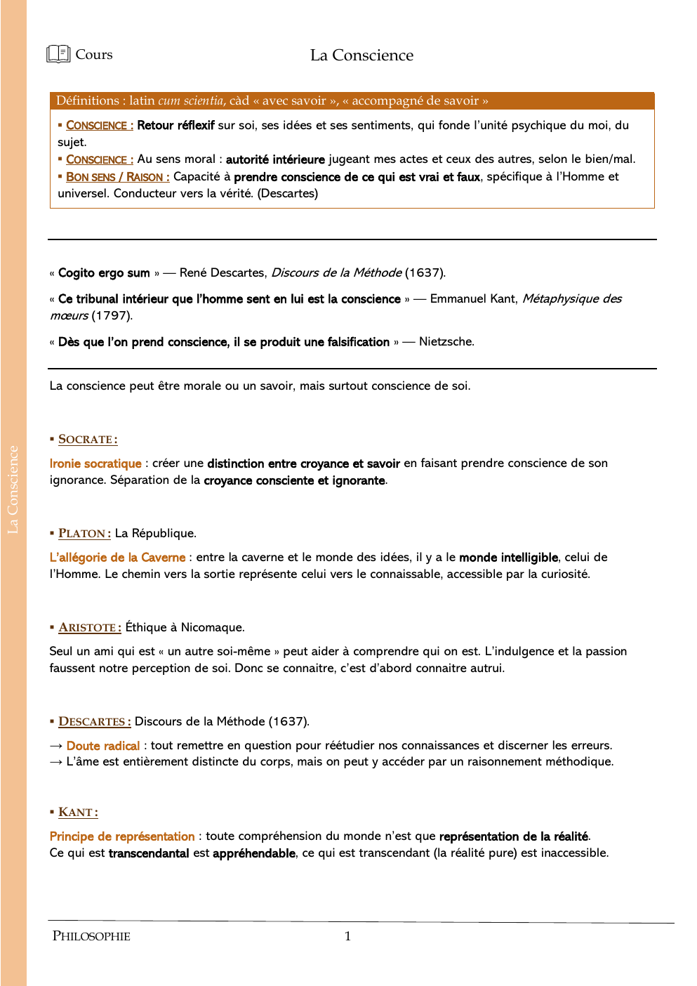 Prévisualisation du document Cours sur la conscience
