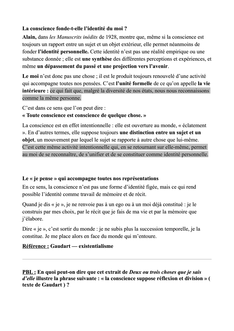 Prévisualisation du document Cours sur la Conscience et l'Inconscient