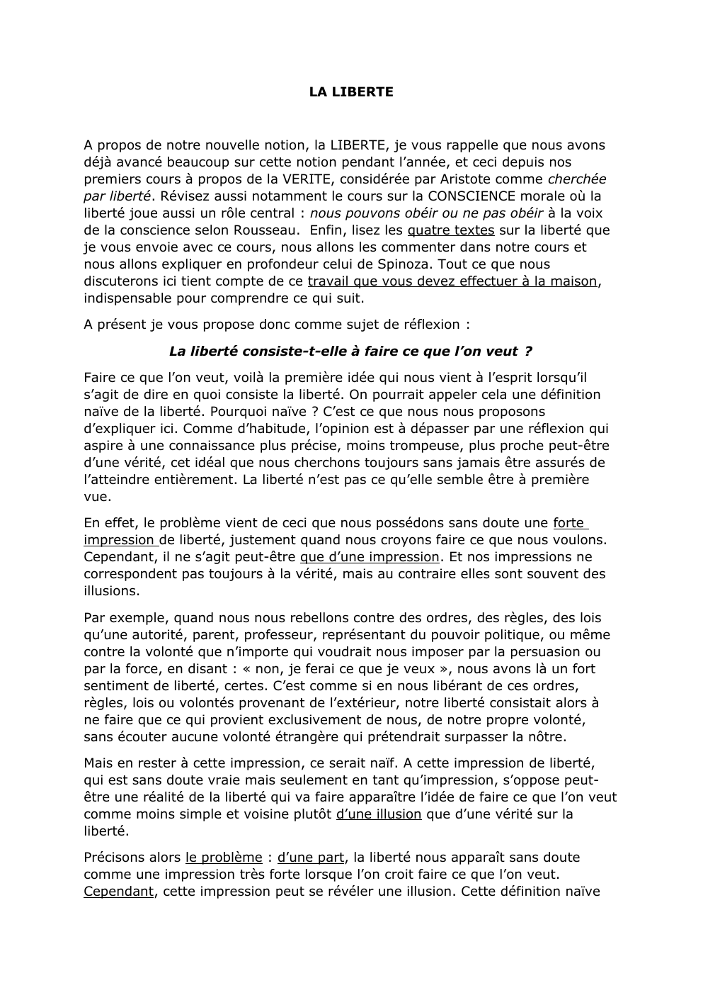 Prévisualisation du document Cours sur la liberté
