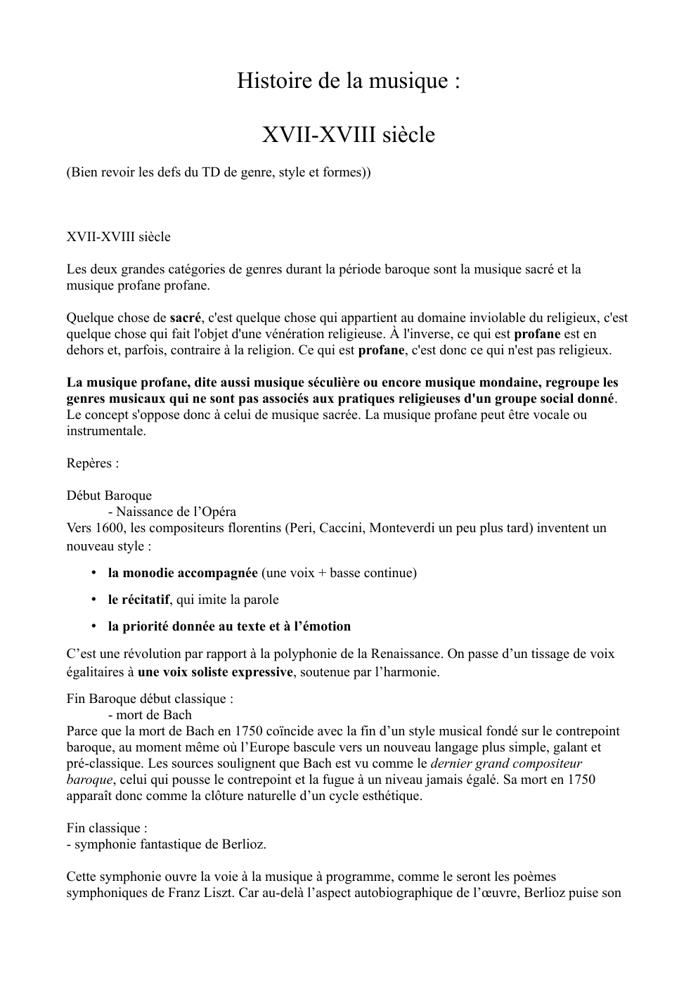 Prévisualisation du document Cours sur la naissance l'opéra et les marqueurs stylistiques de la musique baroque