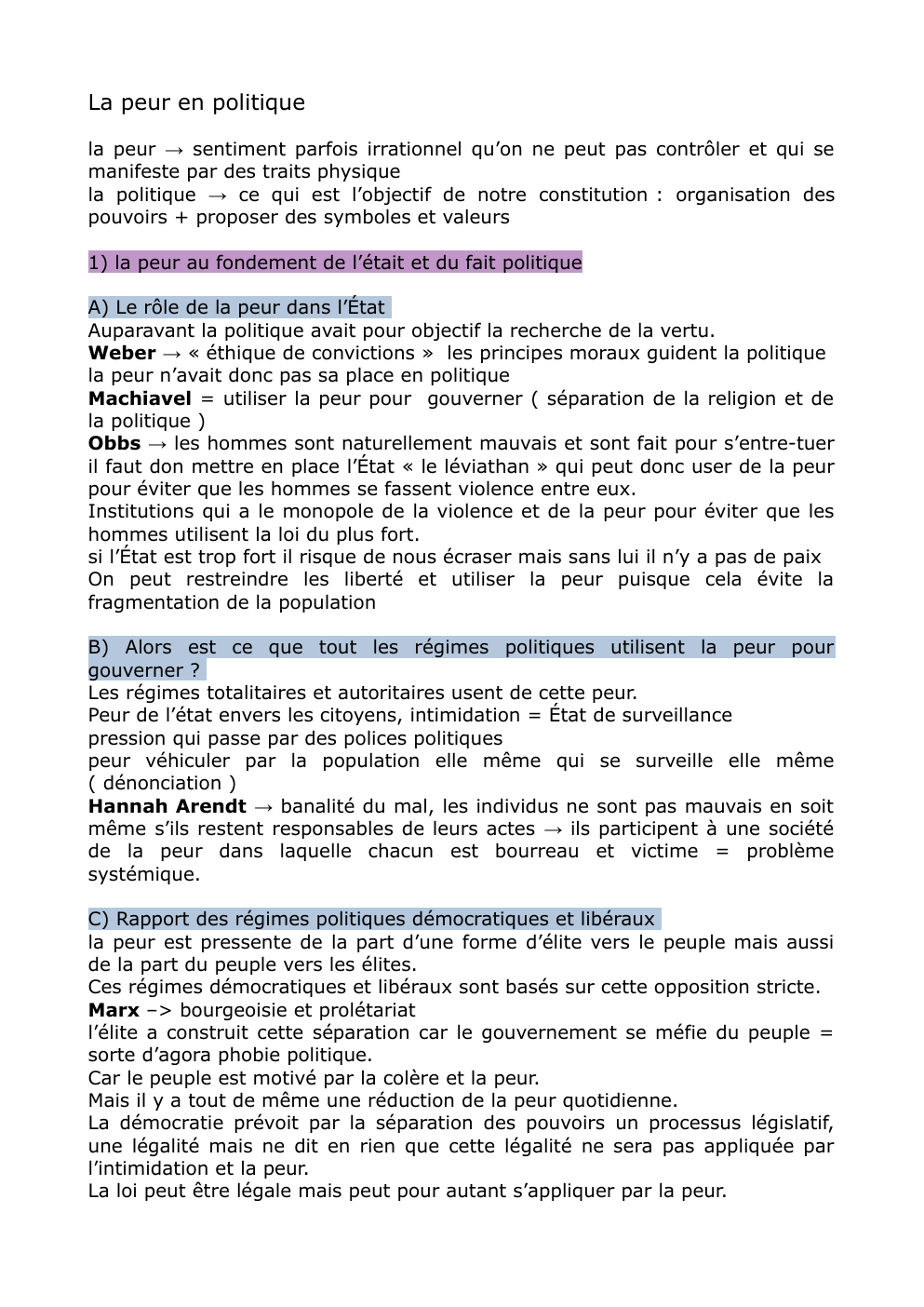 Prévisualisation du document Cours sur la peur