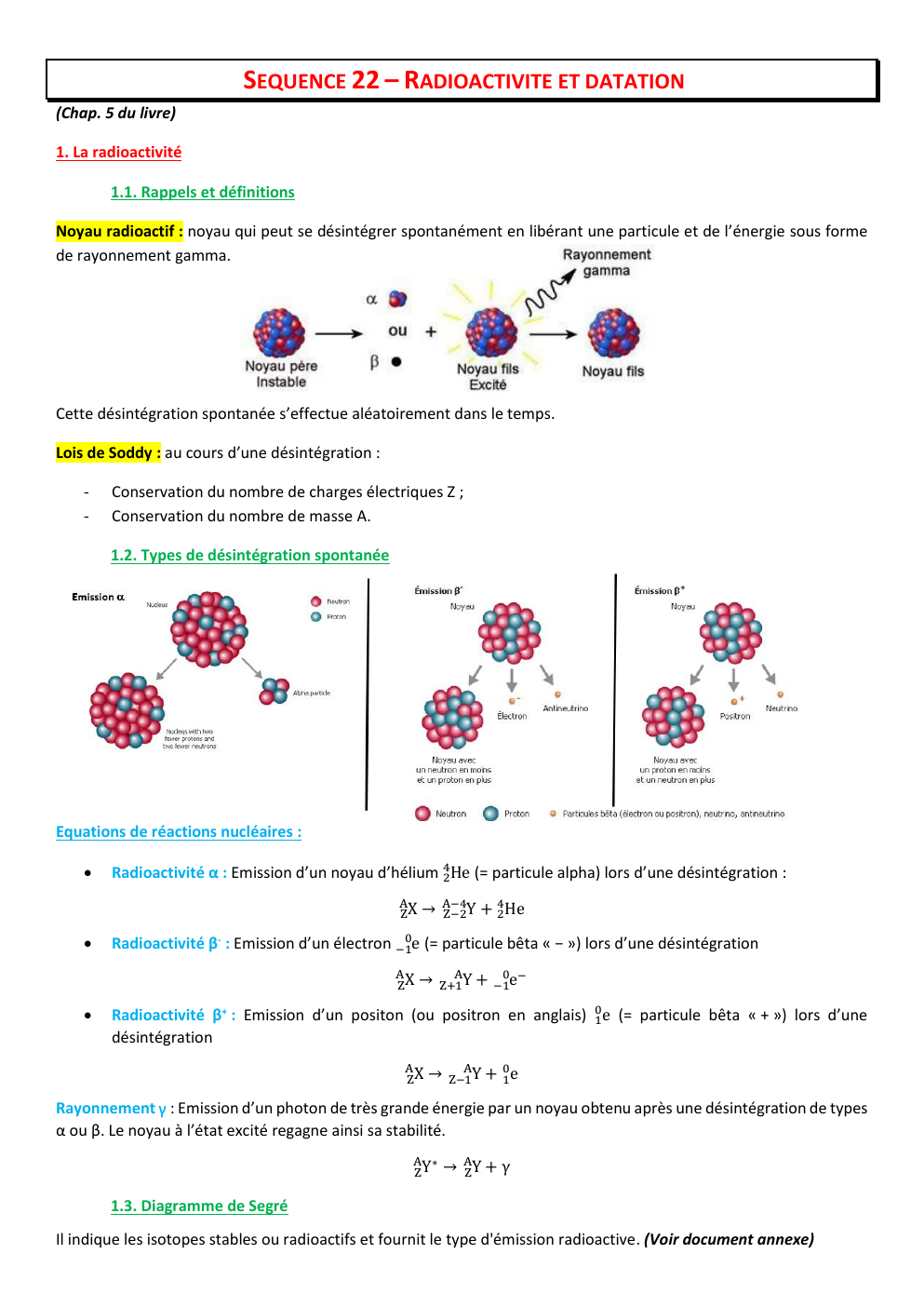 Prévisualisation du document cours sur la radioactivité