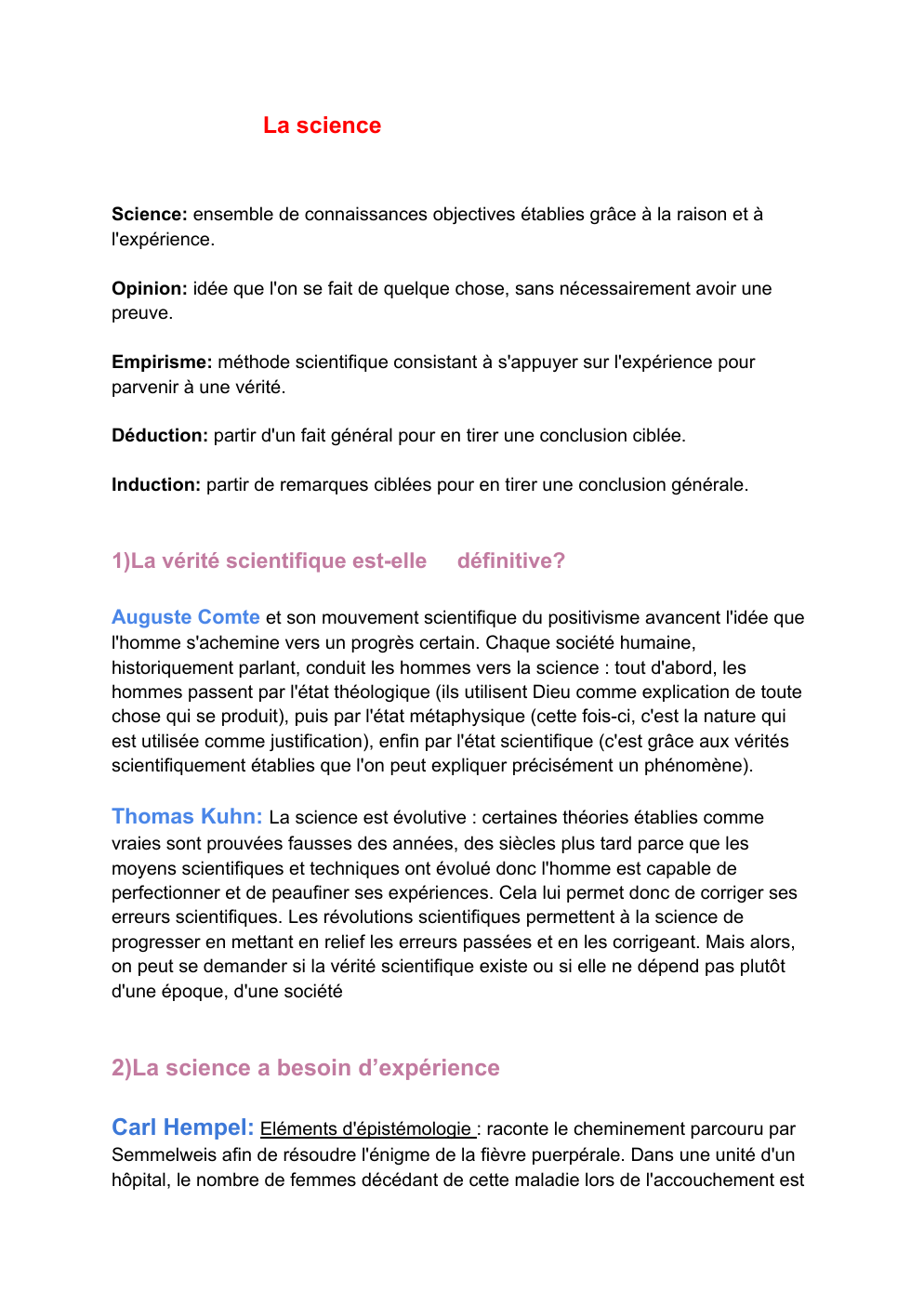 Prévisualisation du document Cours sur la science