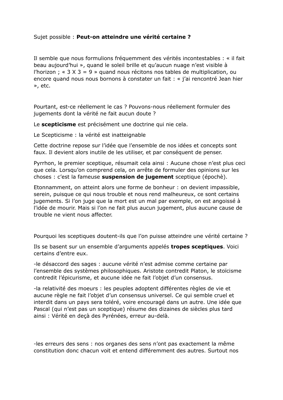 Prévisualisation du document cours sur la vérité bac de philo
