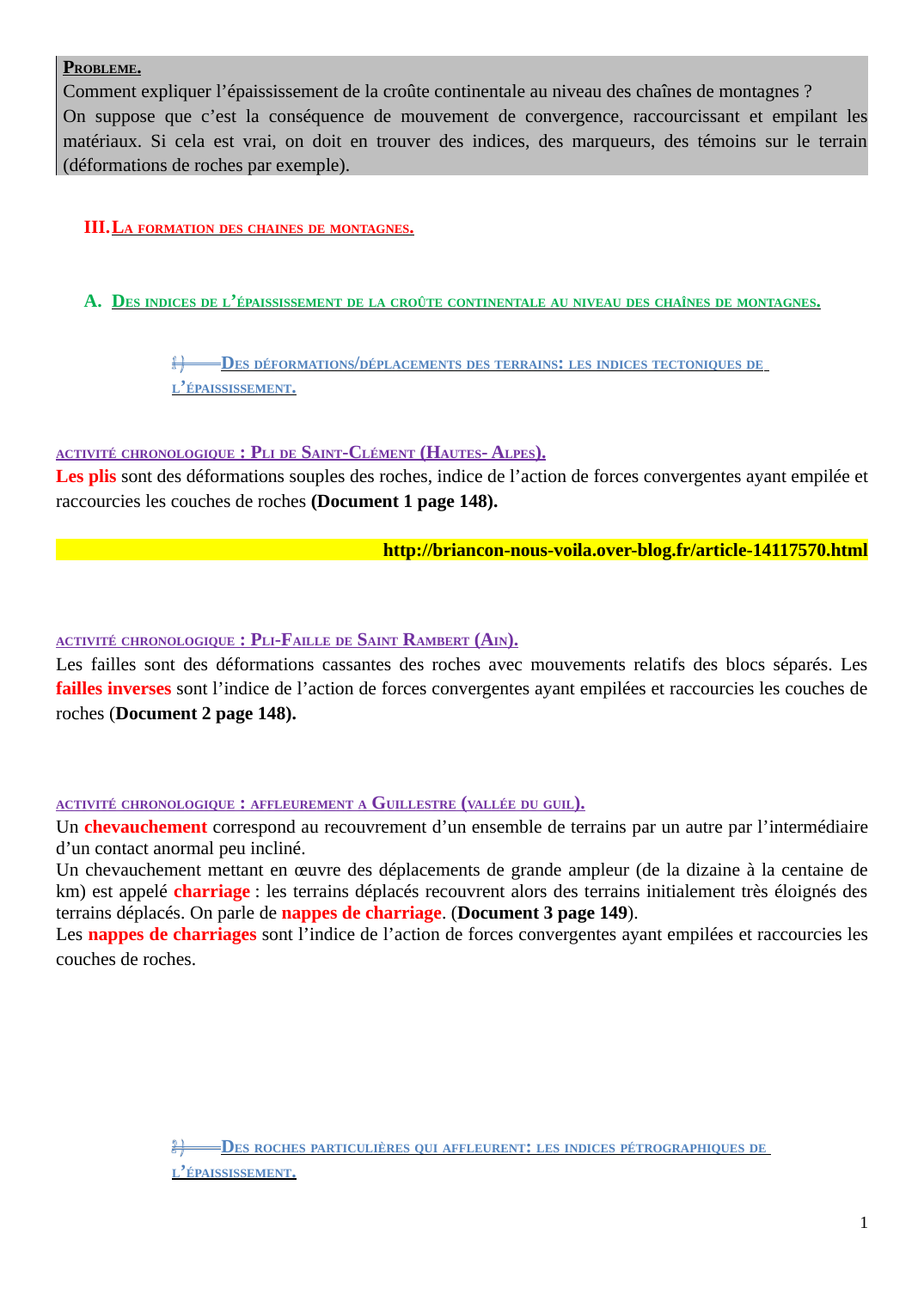 Prévisualisation du document LA FORMATION DES CHAINES DE MONTAGNES