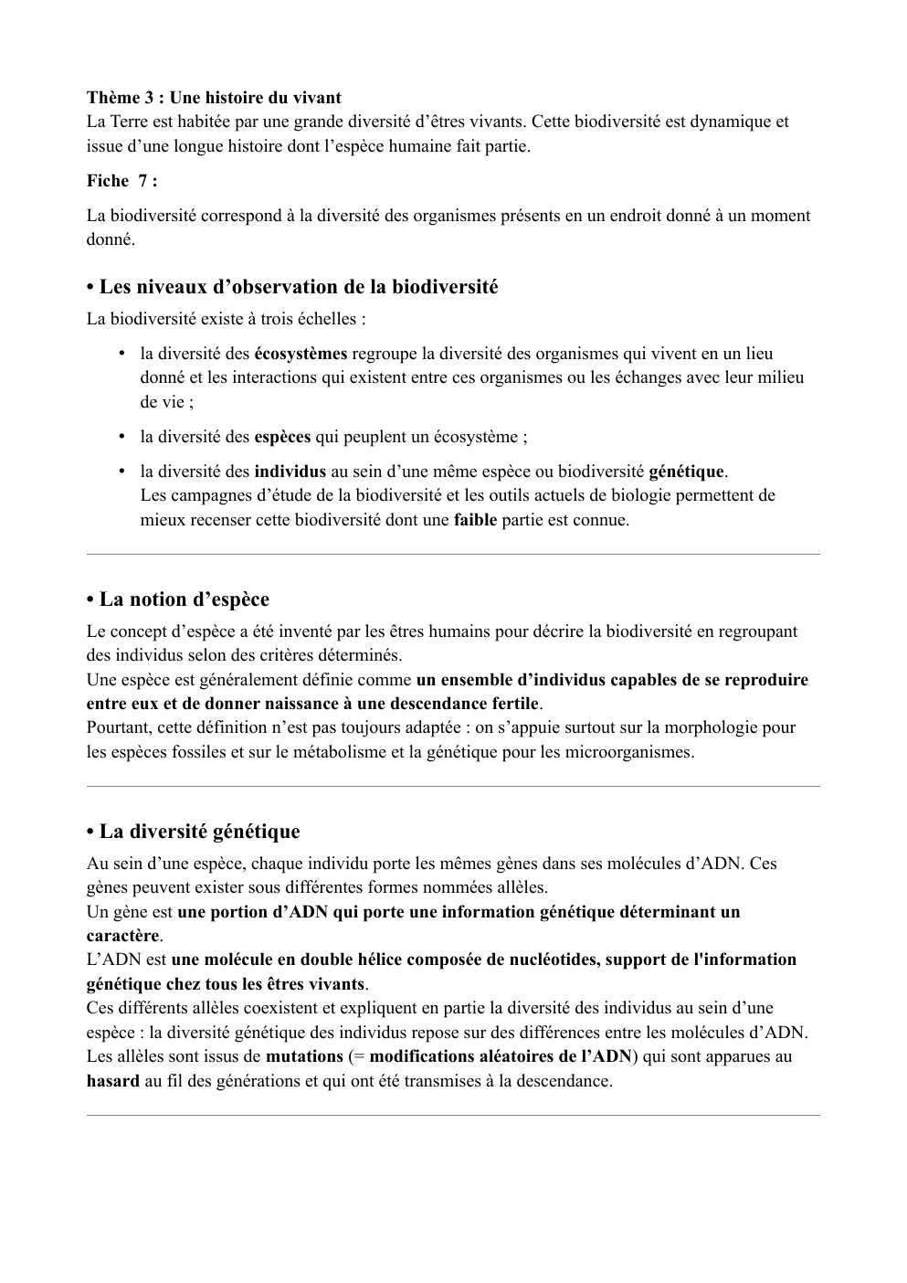 Prévisualisation du document Cours SVT thème 3