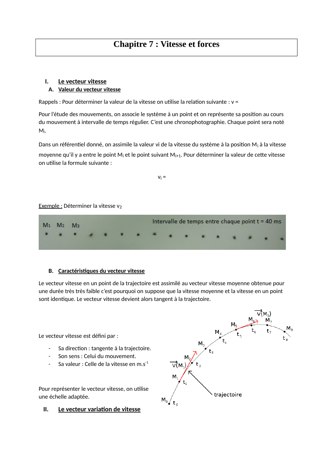 Prévisualisation du document Cours: Vitesse et forces