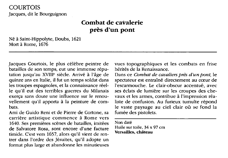 Prévisualisation du document COURTOISJacques, dit le Bourguignon:Combat de cavalerieprès d'un pont.