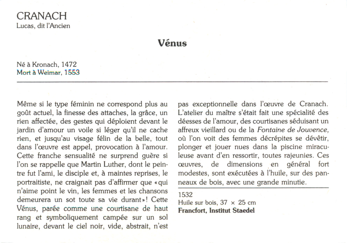 Prévisualisation du document CRANACH Lucas, dit l'Ancien : Vénus