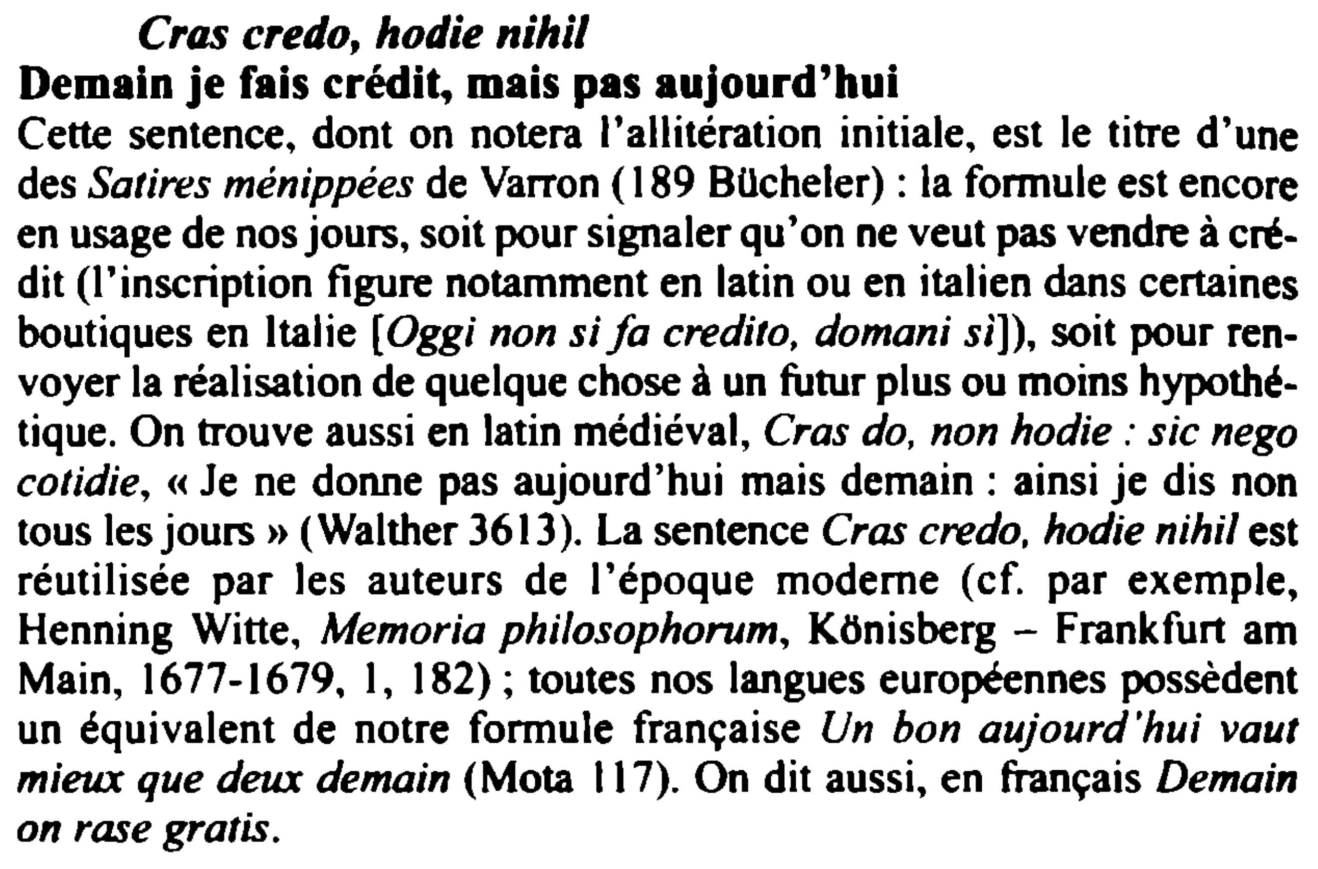 Prévisualisation du document Cras credo, hodie nihil