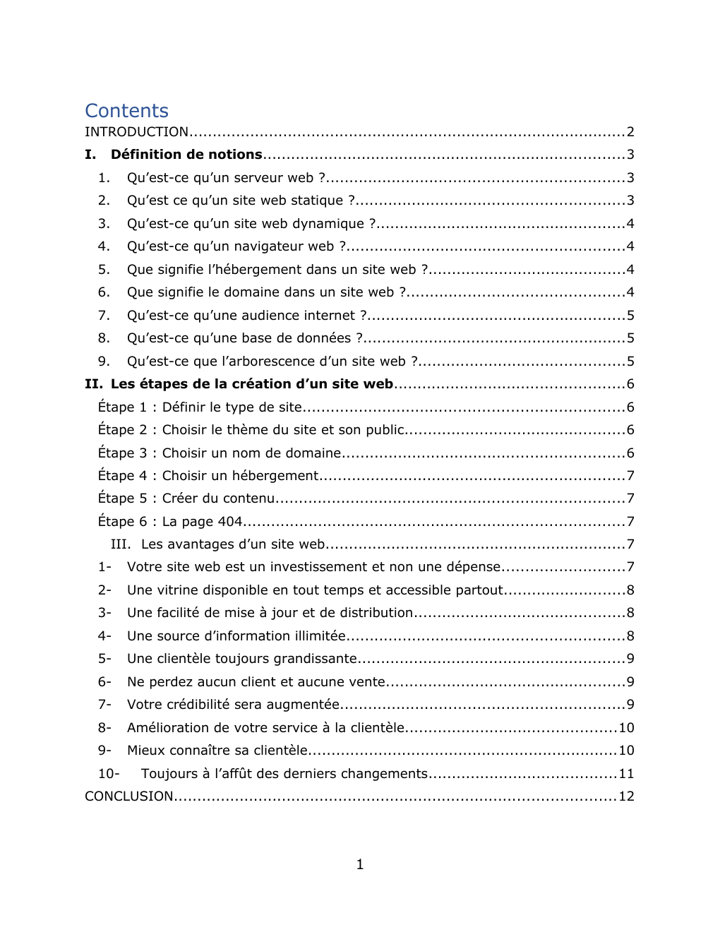 Prévisualisation du document Création d’un site web