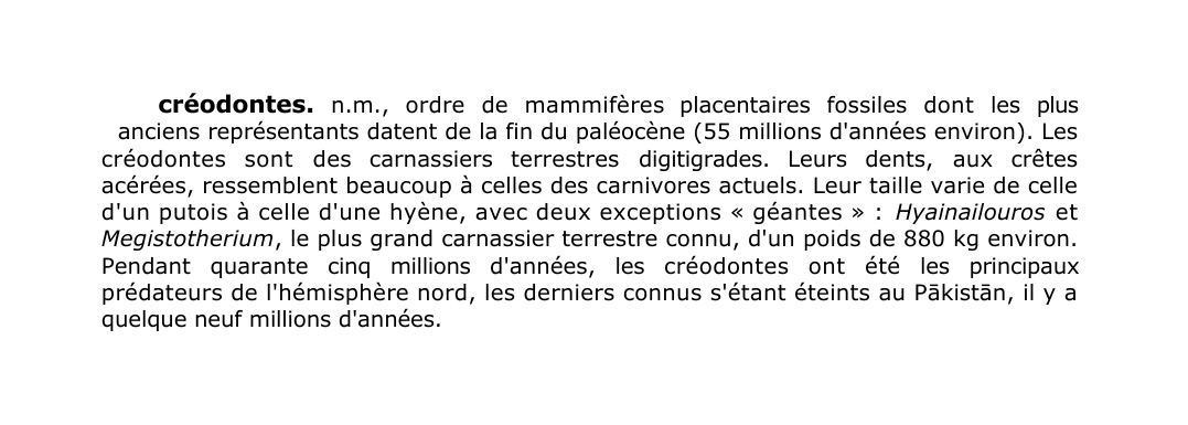 Prévisualisation du document créodontes.