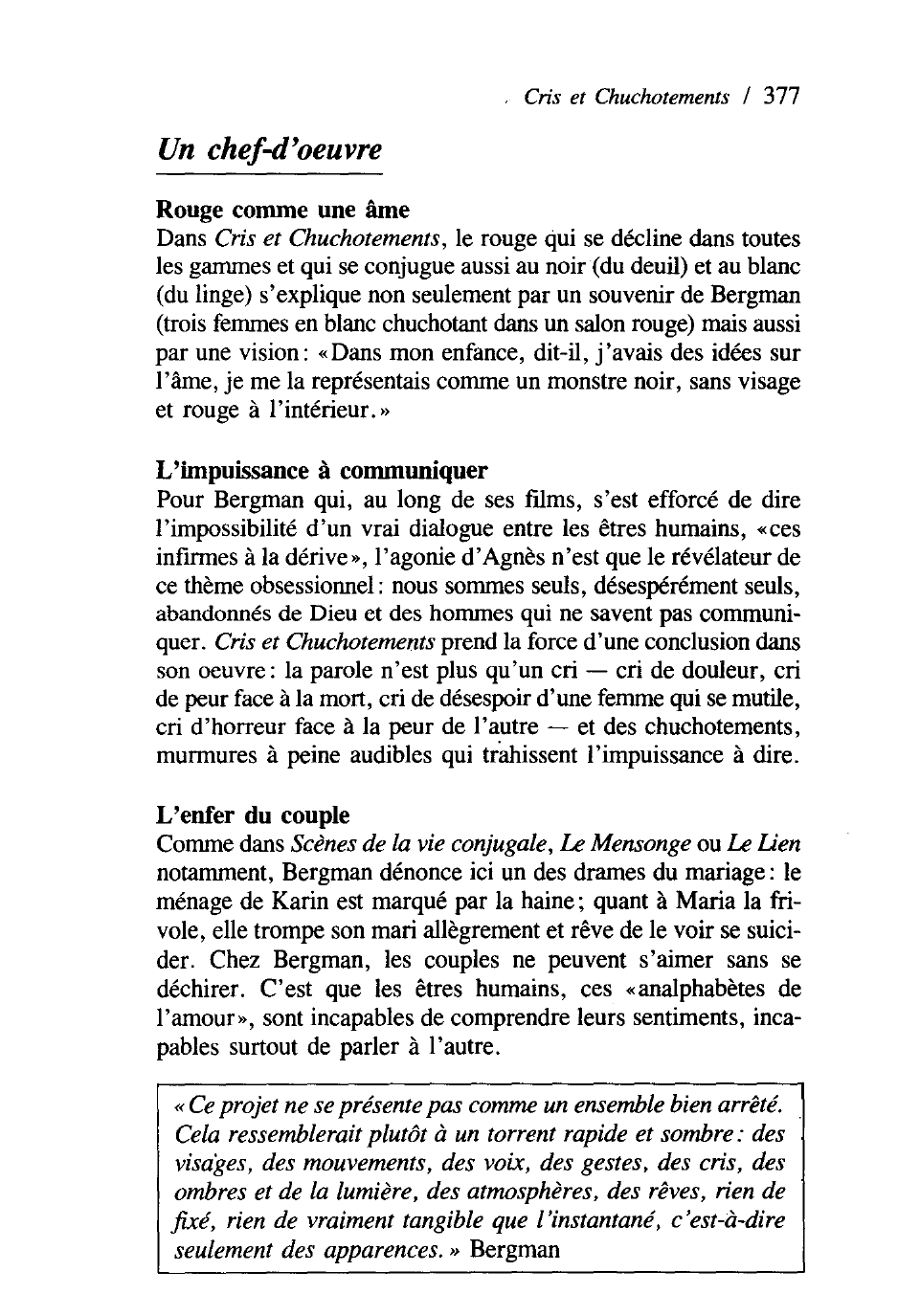 Prévisualisation du document Cris et Chuchotements 1972 Ingmar Bergman (1918)