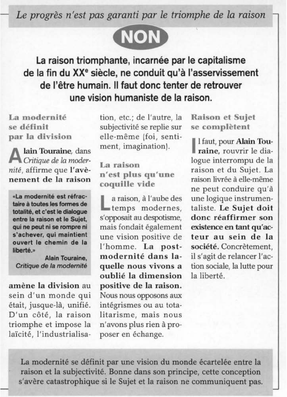 Prévisualisation du document Critique de la modernité d'Alain Touraine (résumé et analyse)