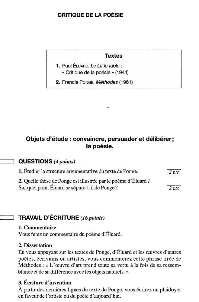 Prévisualisation du document CRITIQUE DE LA POÉSIE (corpus corrigé)