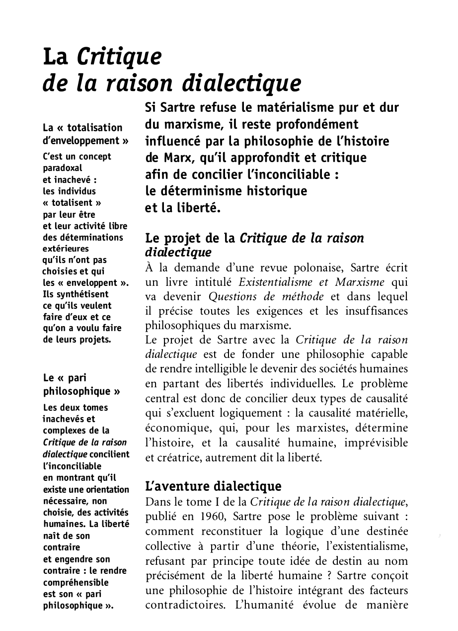 Prévisualisation du document Critique de la raison dialectique [Jean-Paul Sartre] - fiche de lecture.