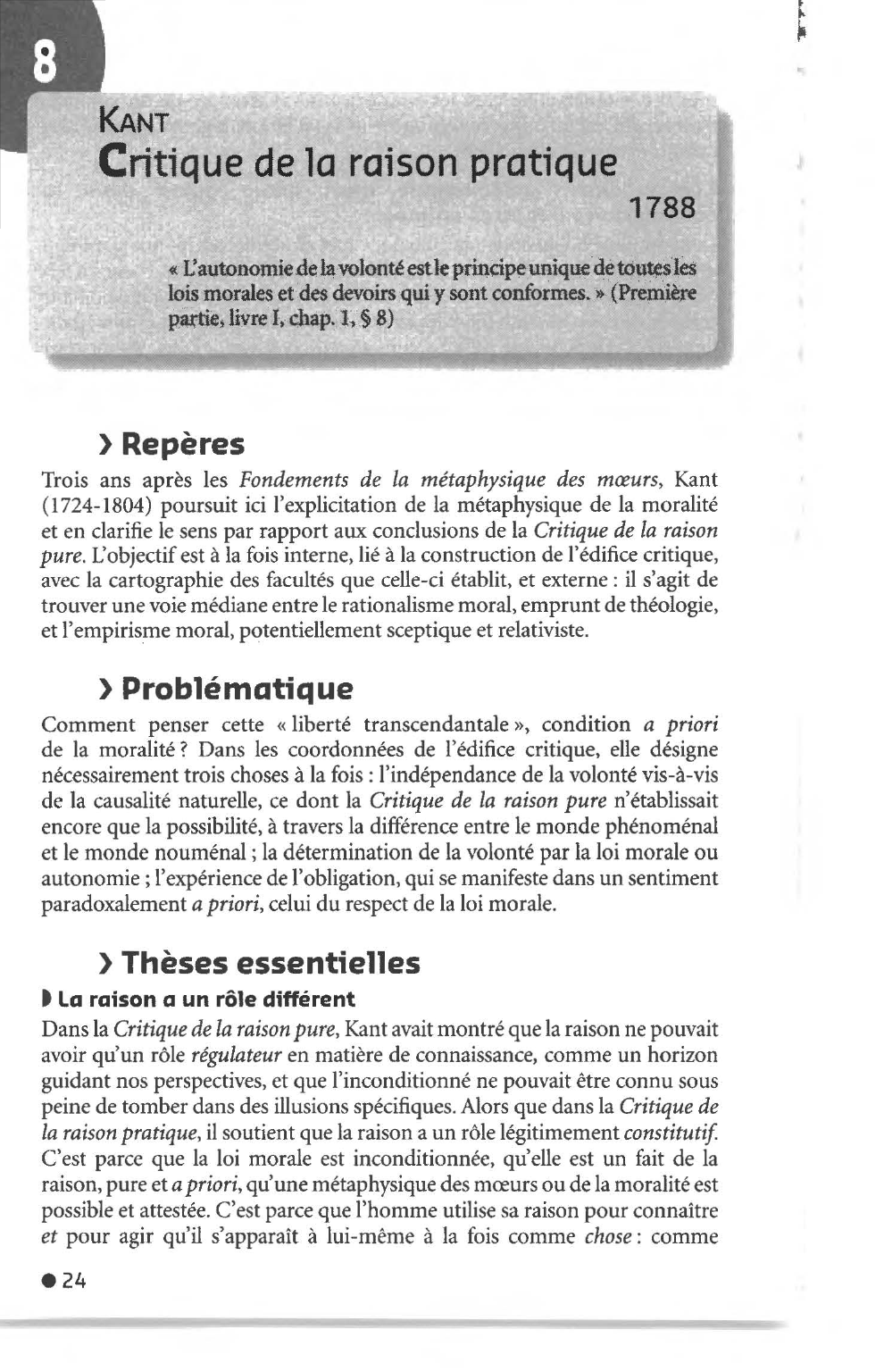 Prévisualisation du document CRITIQUE DE LA RAISON PRATIQUE, Emmanuel Kant (résumé et analyse)