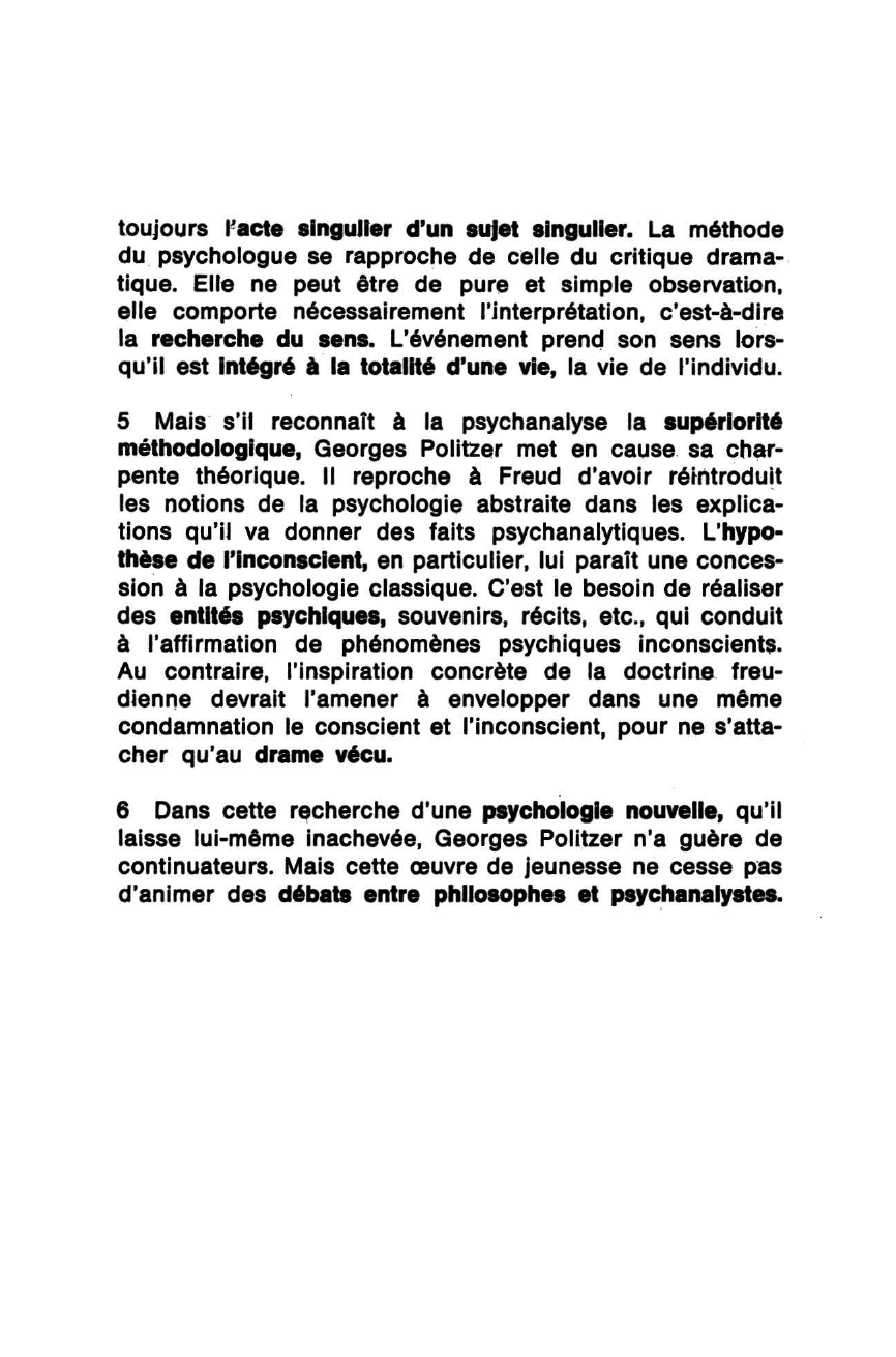 Prévisualisation du document Critique des fondements de la psychologie de Politzer (Georges)