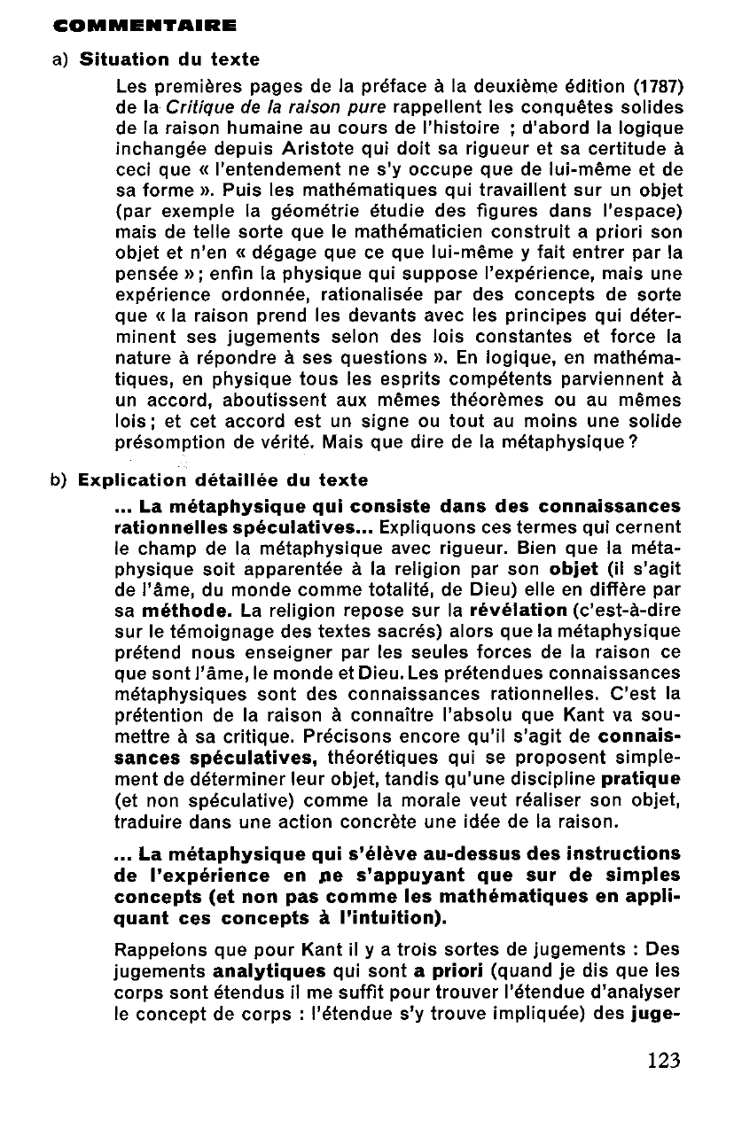 Prévisualisation du document CRITIQUE KANTIENNE DE LA MÉTAPHYSIQUE