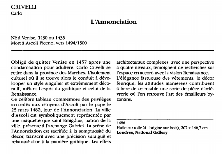 Prévisualisation du document CRIVELLICarlo:L'Annonciation (analyse du tableau).