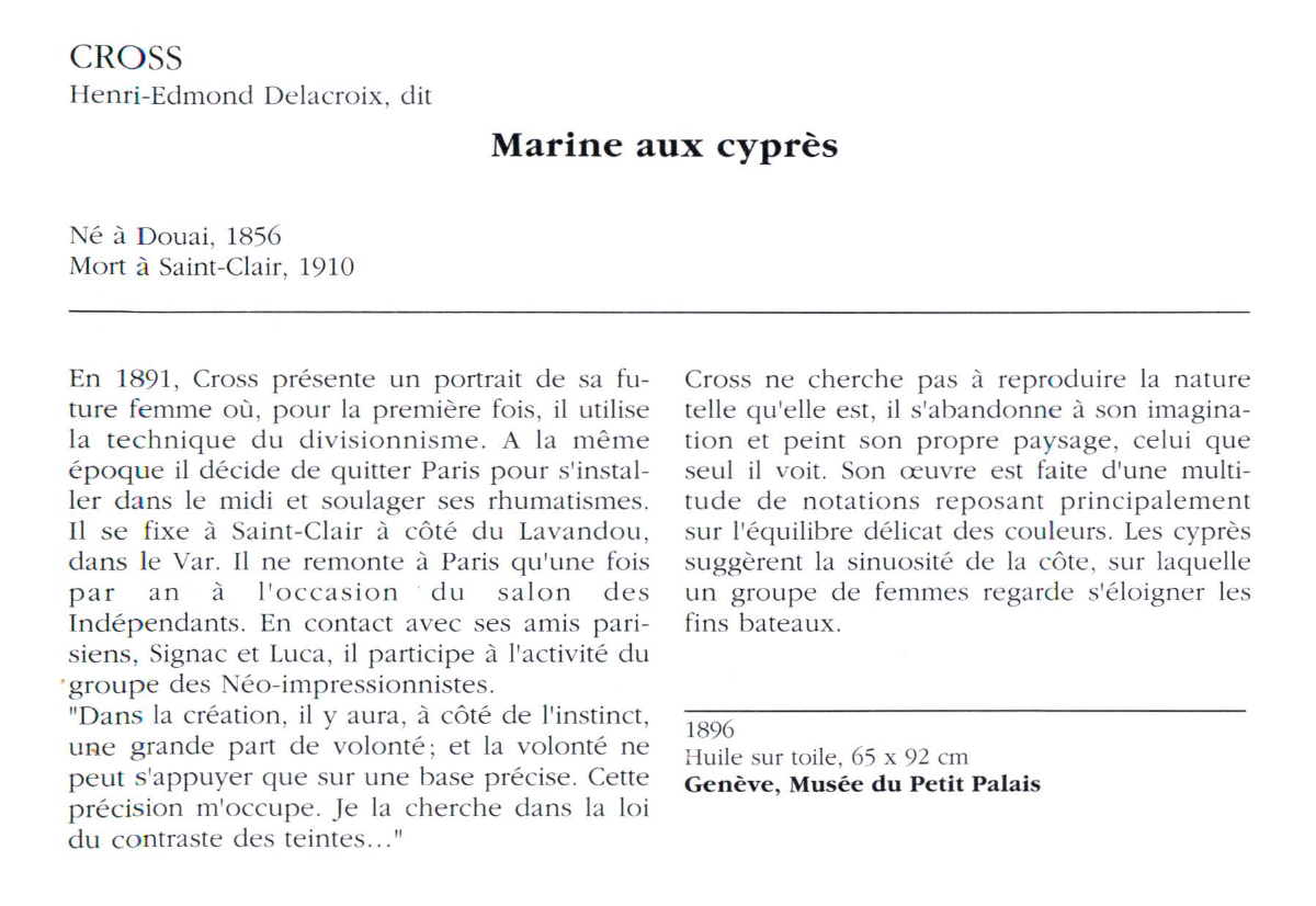 Prévisualisation du document CROSS Henri-Edmond Delacroix, dit : Marine aux cyprès