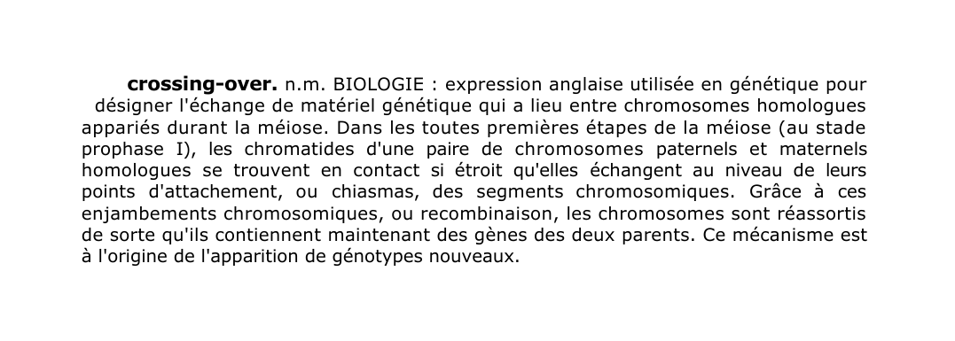 Prévisualisation du document crossing-over.