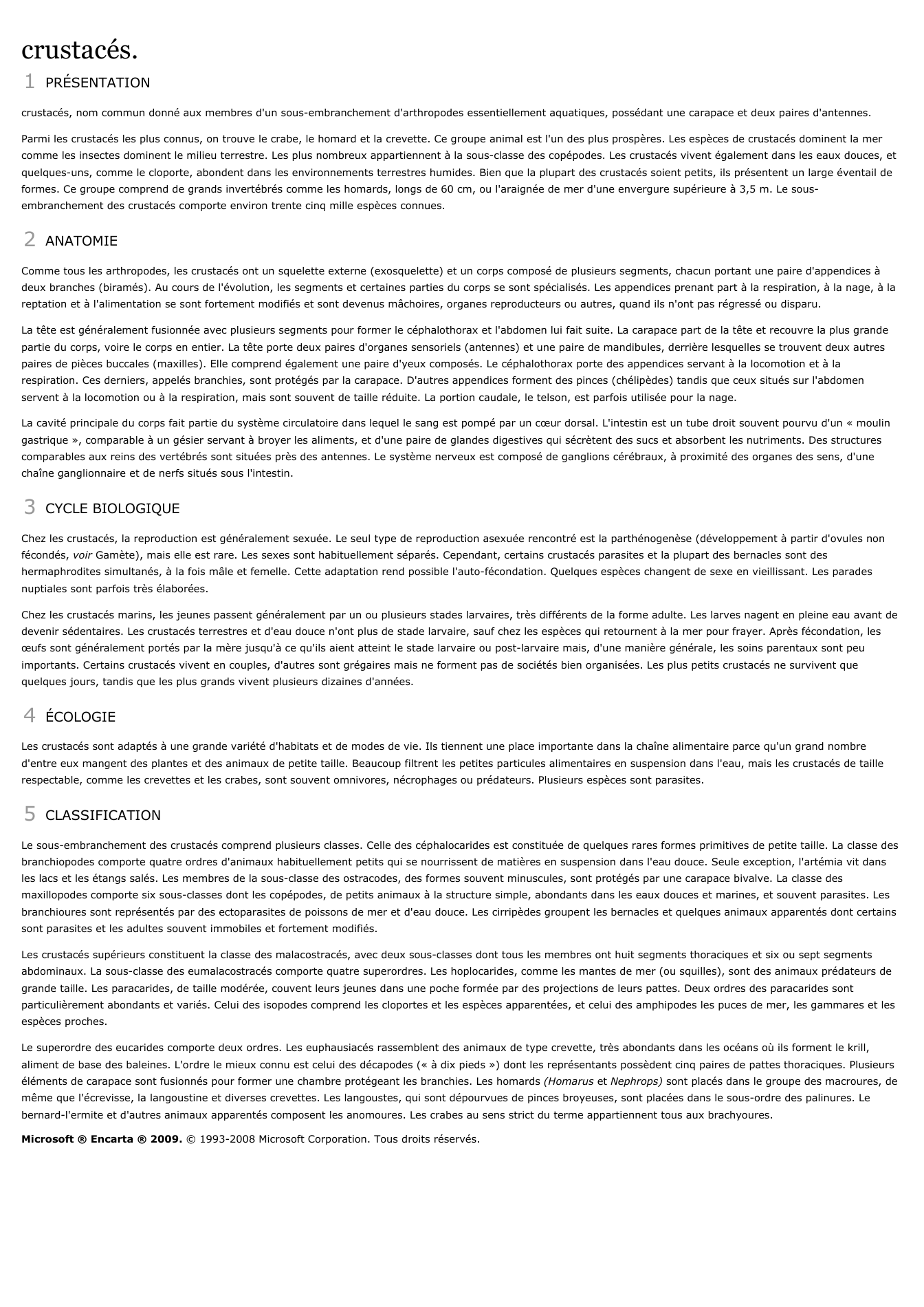 Prévisualisation du document crustacés.