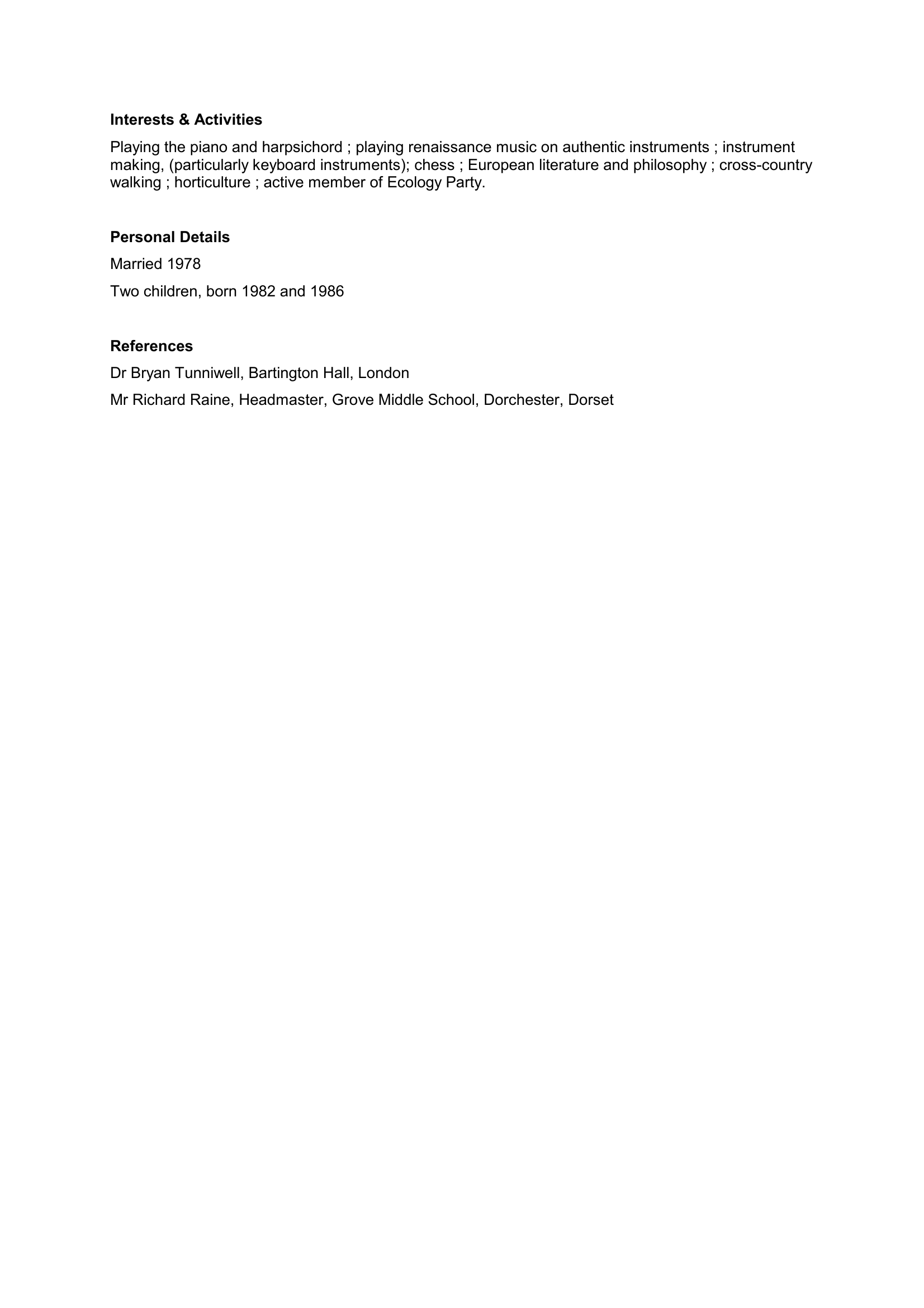 Prévisualisation du document CURRICULUM VITAE
Name

: Andrew Foster

Address

: 105 Cheriton Road, Dorchester, Dorest DY4