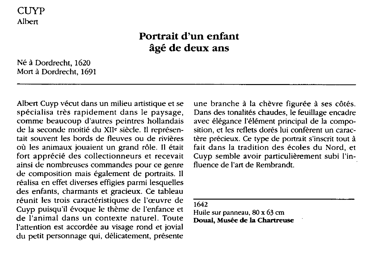 Prévisualisation du document CUYP Albert: Portrait d'un enfant âgé de deux ans