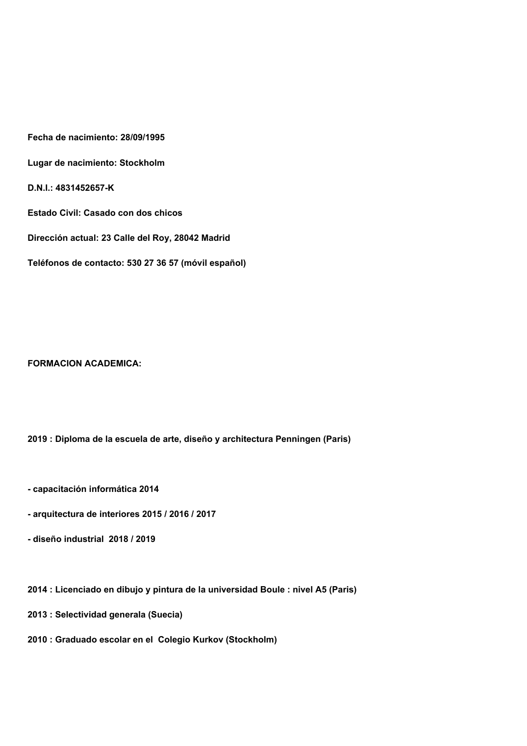 Prévisualisation du document CV Espagnol