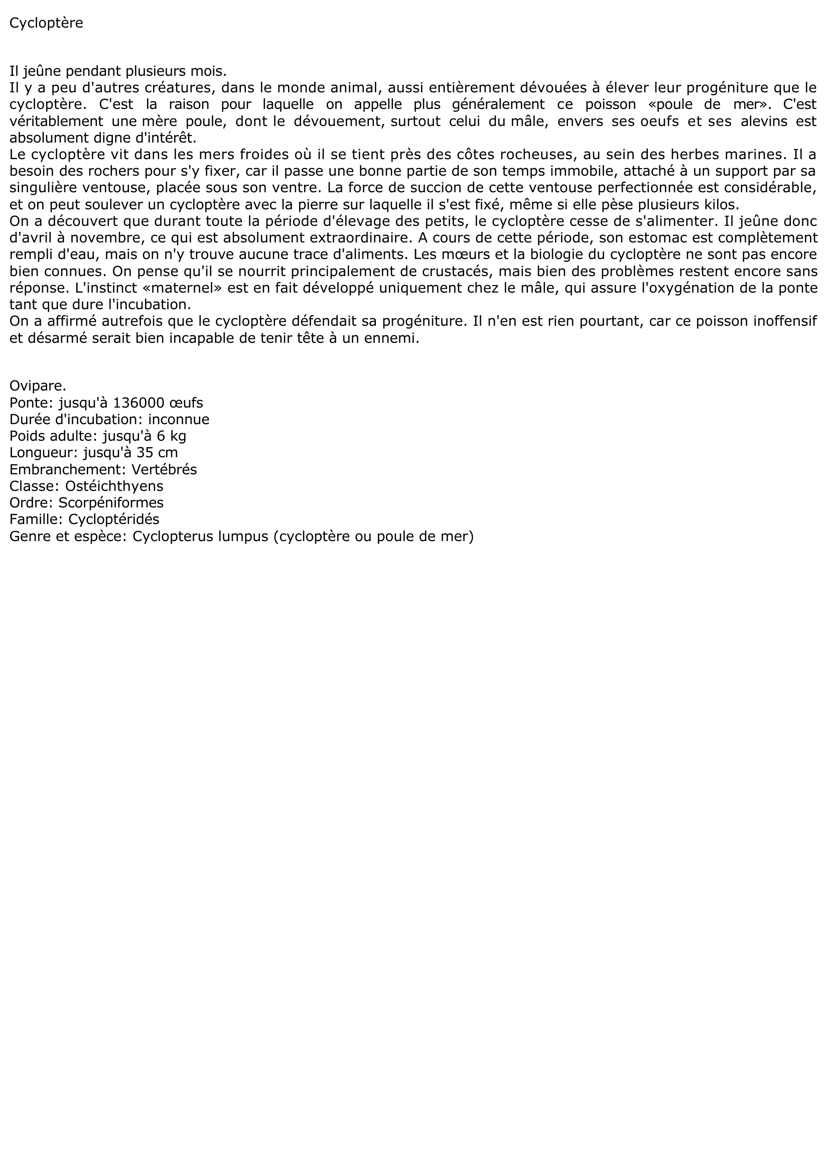 Prévisualisation du document Cycloptère