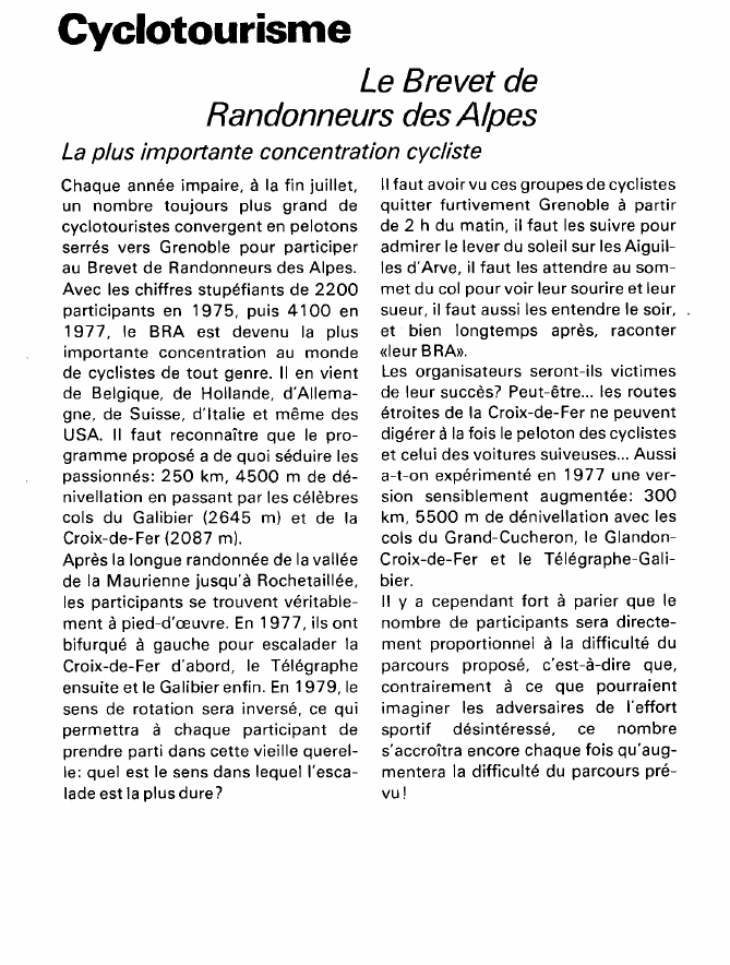 Prévisualisation du document Cyclotourisme:Le Brevet deRandonneurs des Alpes (sport).