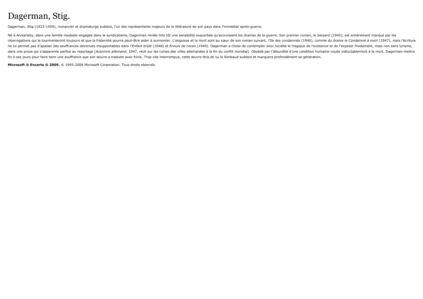 Prévisualisation du document Dagerman, Stig.