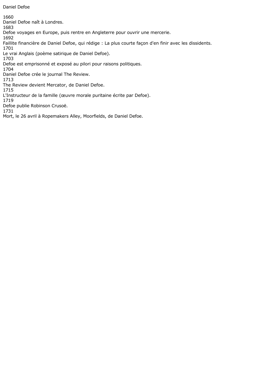 Prévisualisation du document Daniel Defoe