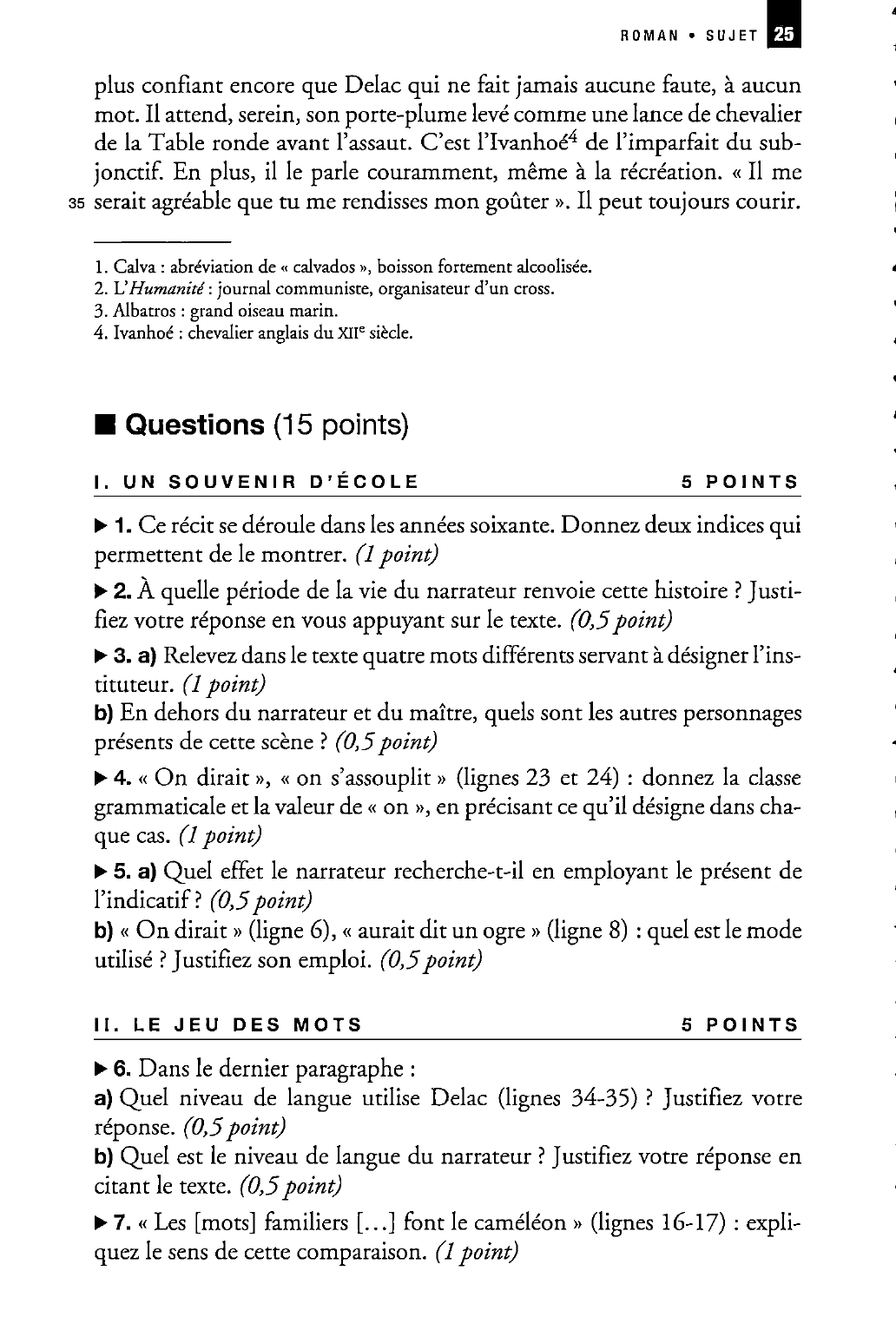 Prévisualisation du document Daniel Picouly  Le Champ de personne, chap. 6 Flammarion, 1995 - Sujet non corrigé