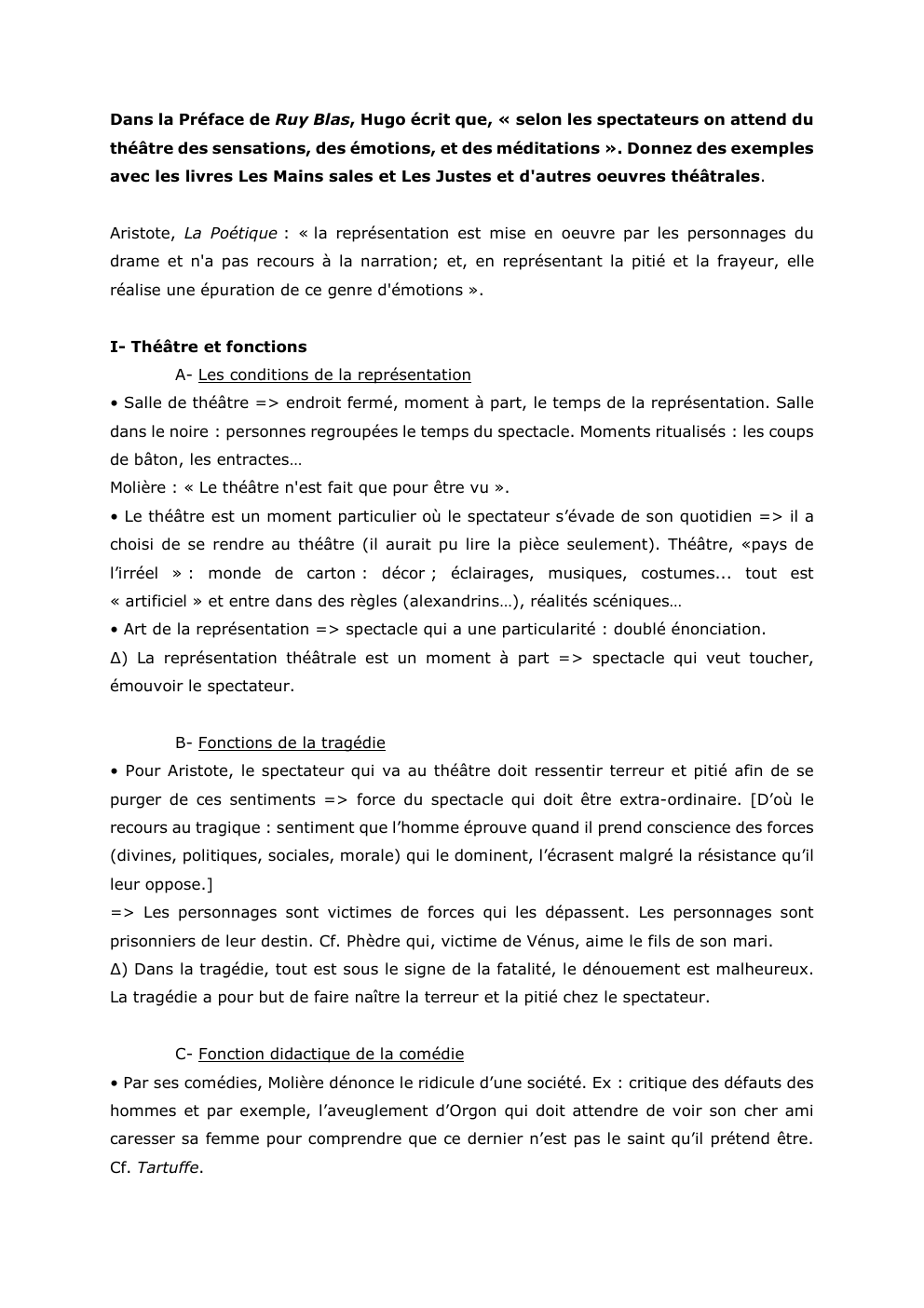 Prévisualisation du document Dans la Préface de Ruy Blas, Hugo écrit que, « selon les spectateurs on attend du
théâtre des sensations, des...