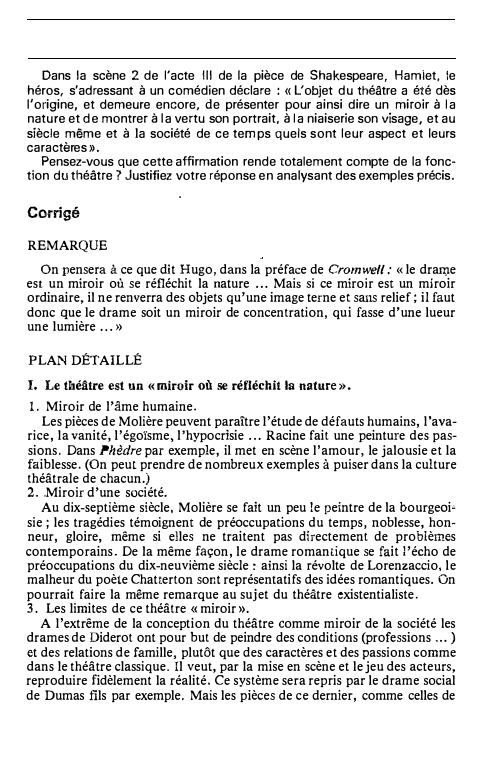 Prévisualisation du document Dans la scène 2 de l'acte Ill de la pièce de Shakespeare, Hamiet, le
héros, s'adressant à un comédien déclare...