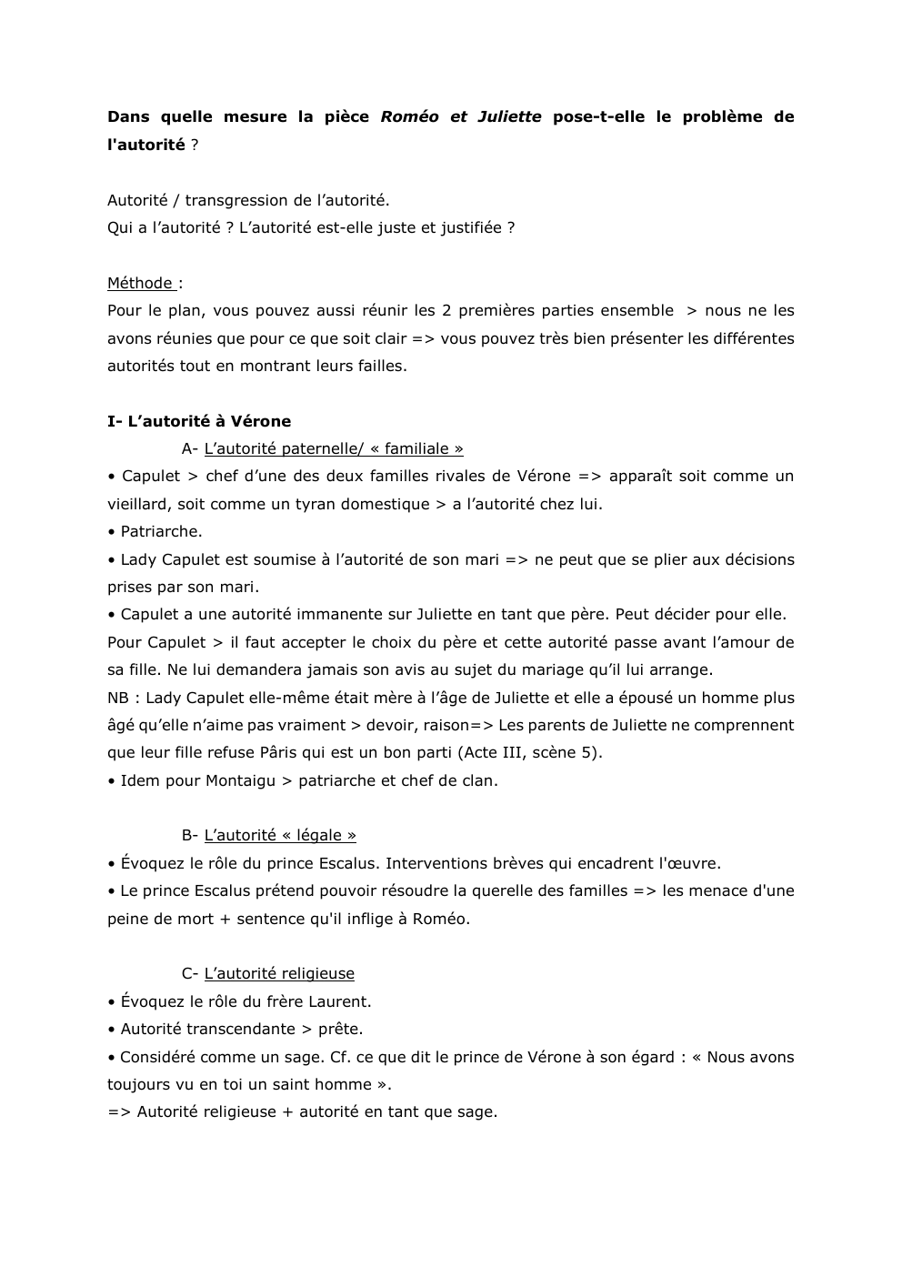 Prévisualisation du document Dans quelle mesure la pièce Roméo et Juliette pose-t-elle le problème de
l'autorité ?
Autorité / transgression de l’autorité.
Qui...