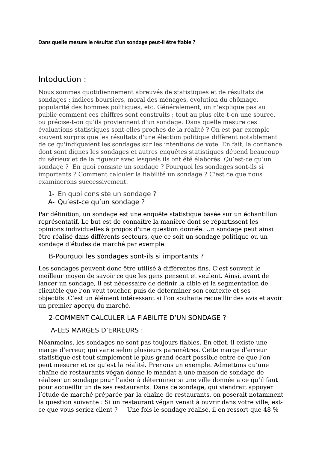 Prévisualisation du document dans quelle mesure le resultat d'un sondage peut-il etre fiable ?