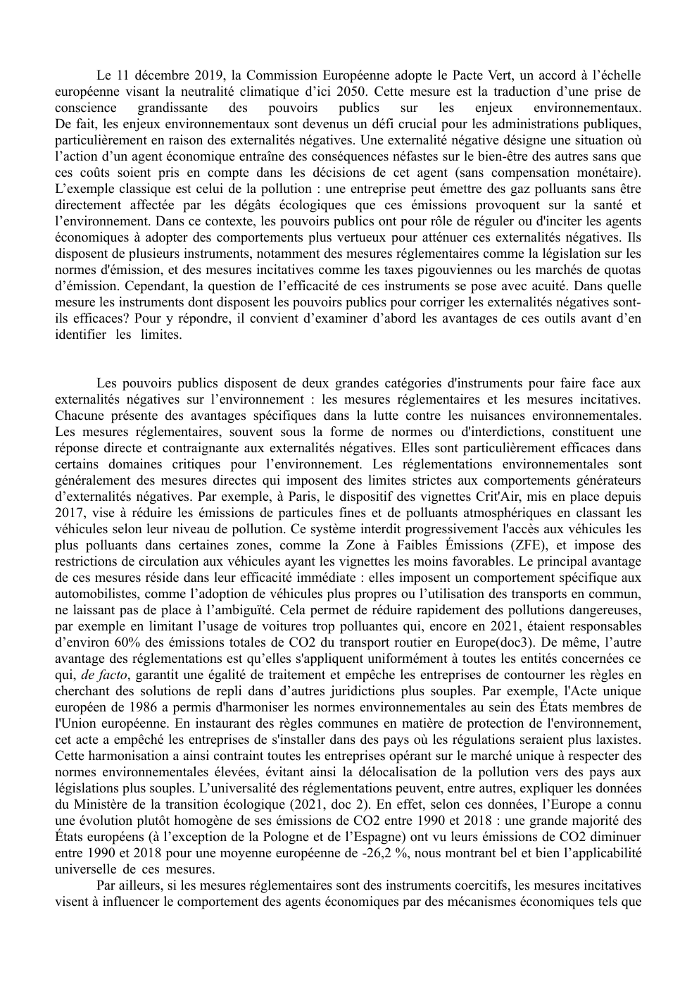 Prévisualisation du document Dans quelle mesure les instruments dont disposent les pouvoirs publics pour corriger les externalités négatives sont-ils efficaces?