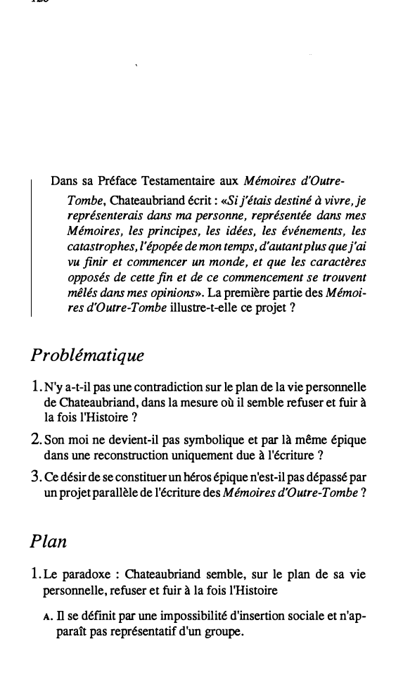 Prévisualisation du document Dans sa Préface Testamentaire aux Mémoires d'Outre­
Tombe, Chateaubriand écrit: «Si j'étais destiné à vivre,je
représenterais dans ma personne, représentée...