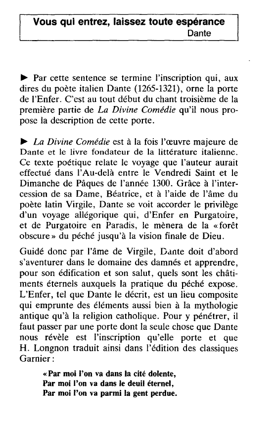 Prévisualisation du document Dante et Espoir