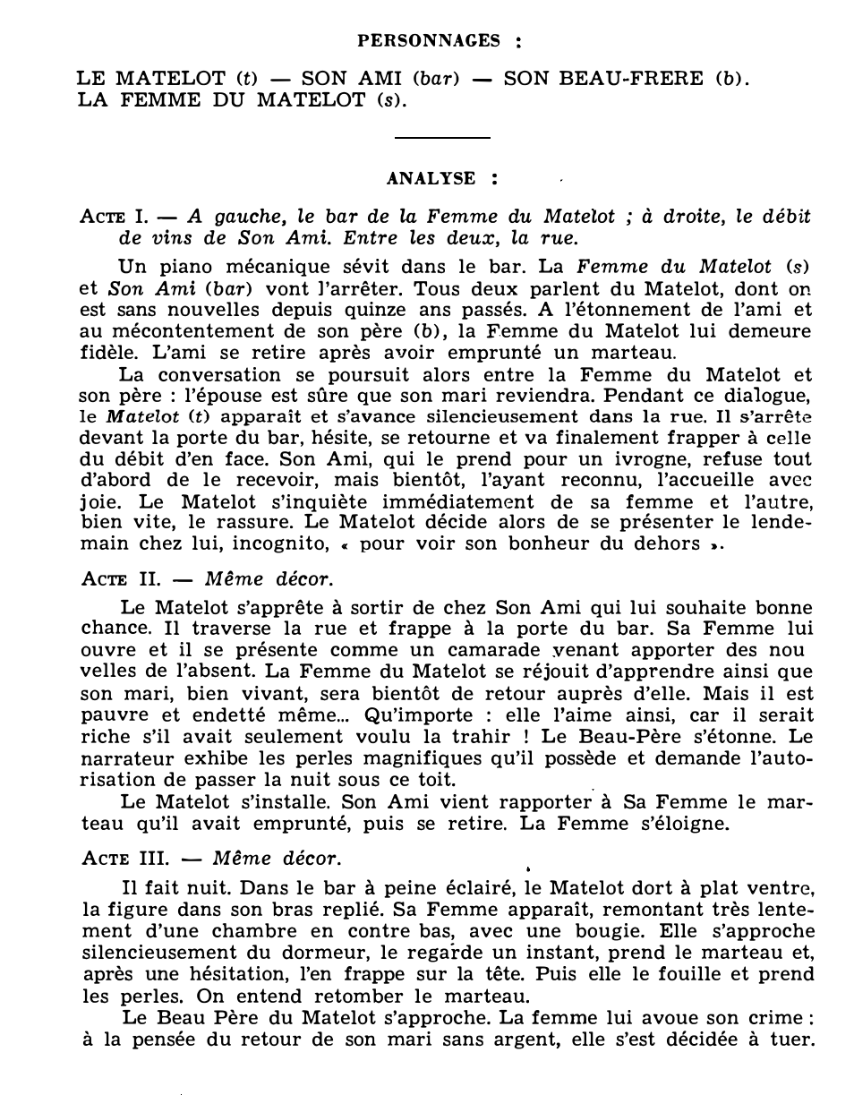 Prévisualisation du document Darius MILHAUD: LE PAUVRE MATELOT (résumé et analyse de l’œuvre – Répertoire lyrique)