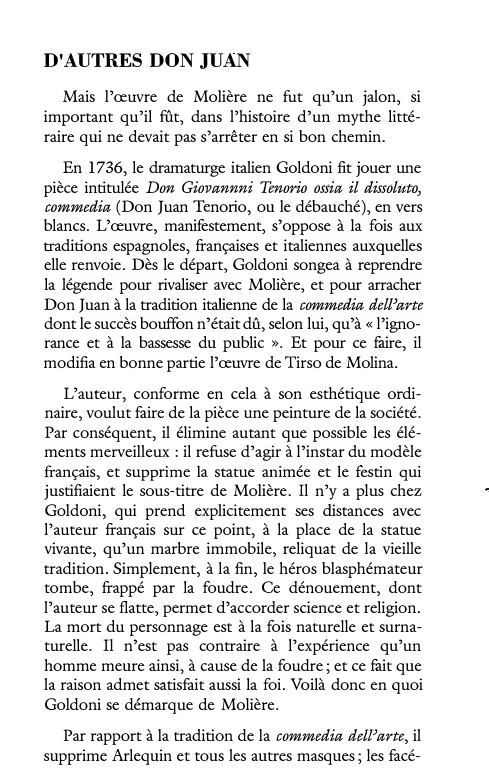 Prévisualisation du document D'AUTRES DON JUAN
Mais l'œuvre de Molière ne fut qu'un jalon, si
important qu'il fût, dans l'histoire d'un mythe litté­...