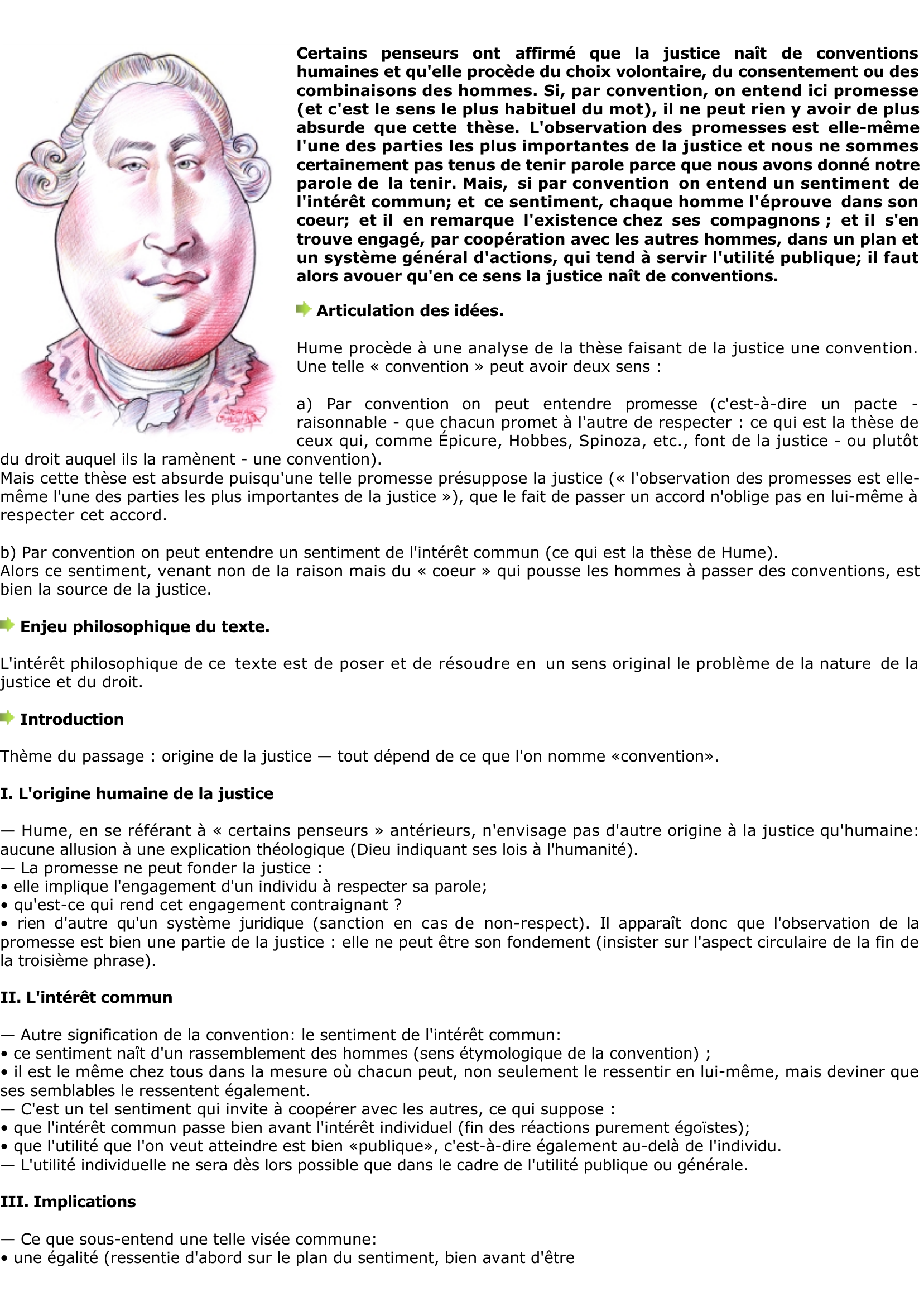 Prévisualisation du document David HUME: Certains penseurs ont affirmé que la justice naît de conventions humaines