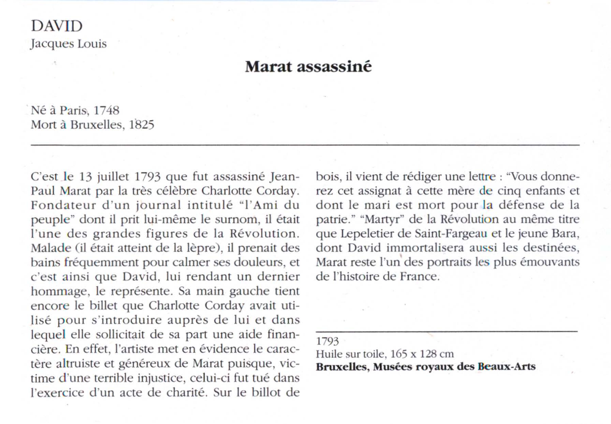 Prévisualisation du document DAVID Jacques Louis : Marat assassiné