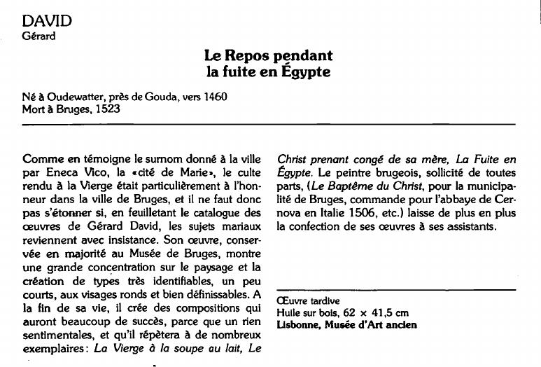 Prévisualisation du document DAVIDGérard:Le Repos pendant la fuite en Égypte (analyse du tableau).