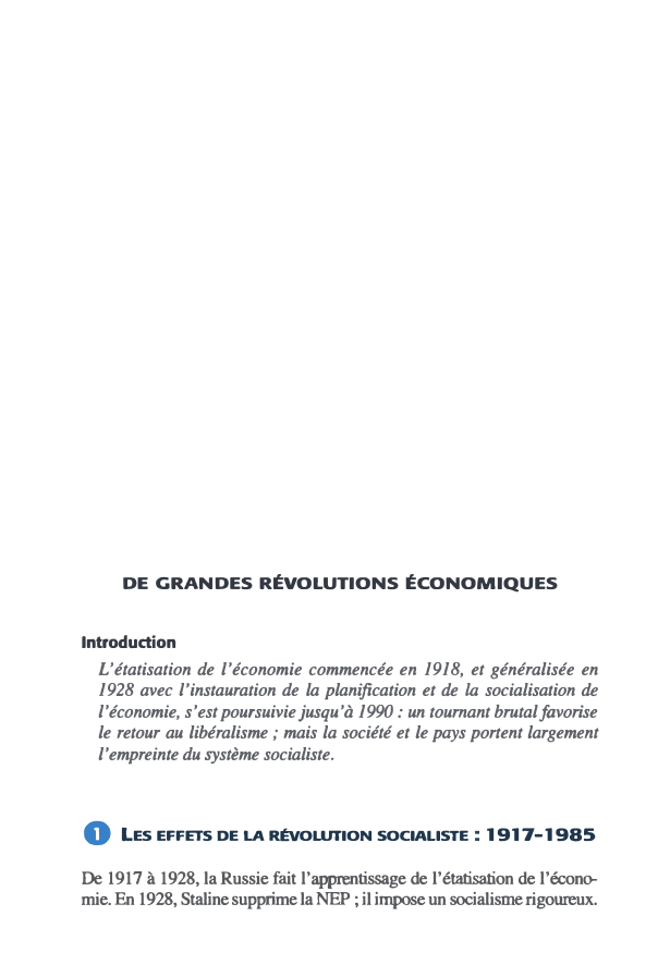 Prévisualisation du document DE GRANDES RÉVOLUTIONS ÉCONOMIQUES
Introduction

L'étatisation de l'économie commencée en 1918, et généralisée en
1928 avec l'instauration de la planification...