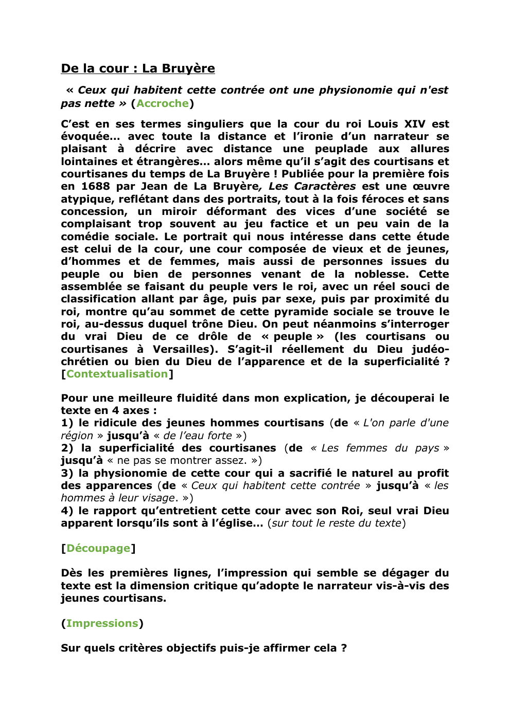 Prévisualisation du document De la cour Là Bruyère explication Linéaire