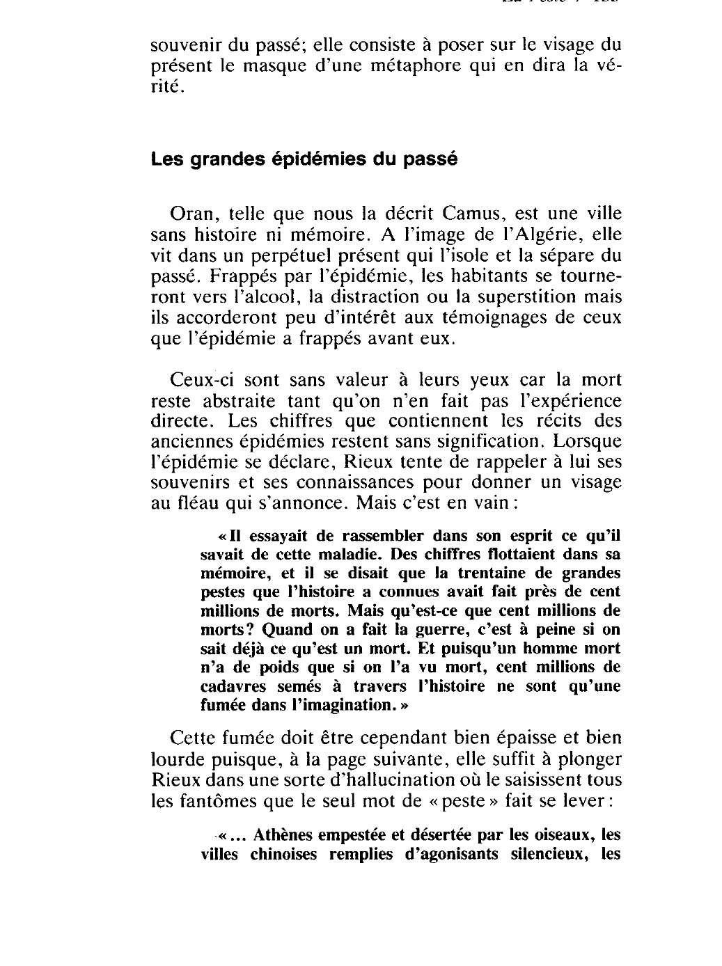 Prévisualisation du document De l'Histoire à la chronique - Etude de La Peste de Camus